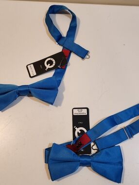 Q Brand Italy Blue Malibu Satin Pre-Tied Bow Ties